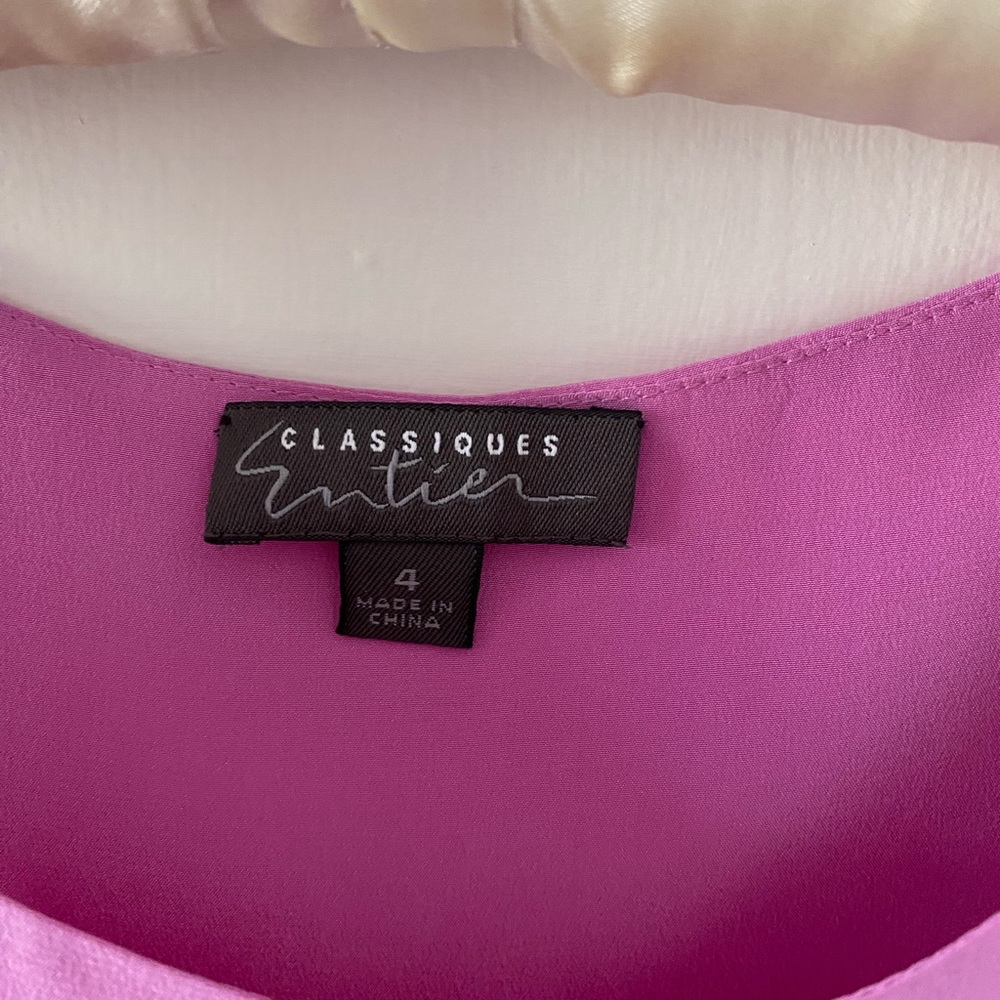 Silk top sz4 Orchid pink, nicely shaped with hidden side zipper